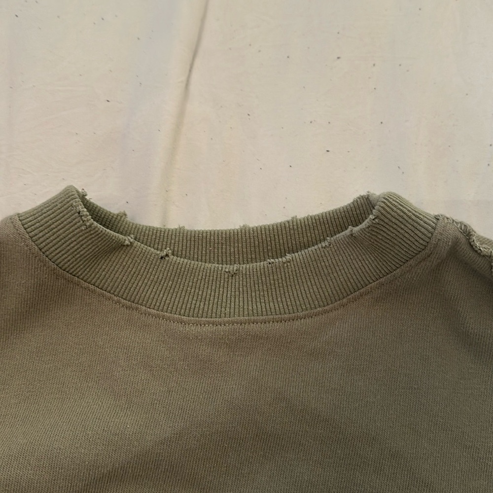 Small/ medium, green, cropped, inside out hem, crewneck